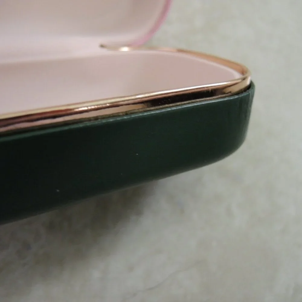Kate Spade Glasses Case HELLO SUNSHINE Pink & Green Hard Clam Shell PU Leather